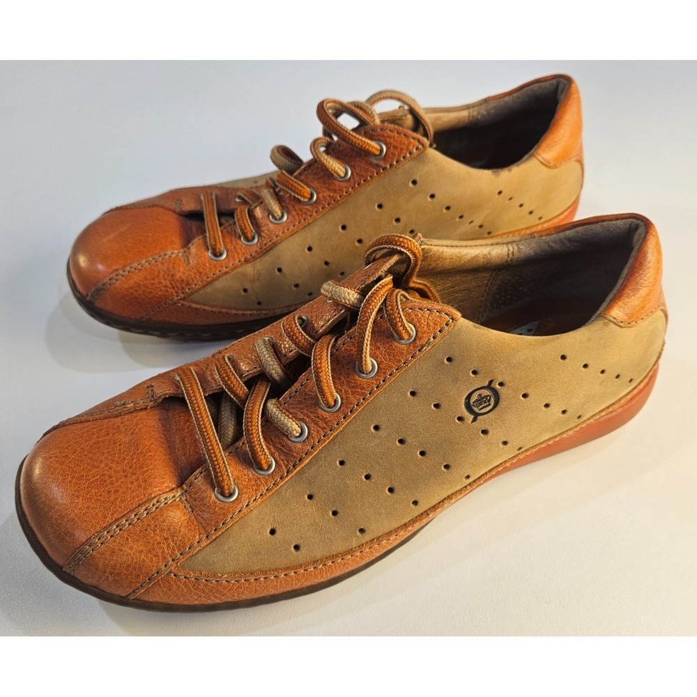 Born Leather Comfort Walking Shoes Women's 7.5 Tan Orange Lace‎ Up Casual Travel